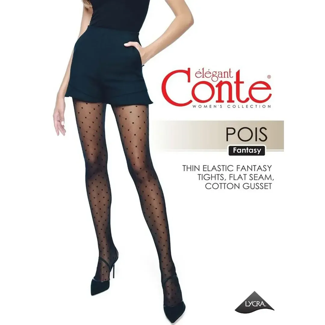 Колготки фантазийные с горохом чёрные CONTE