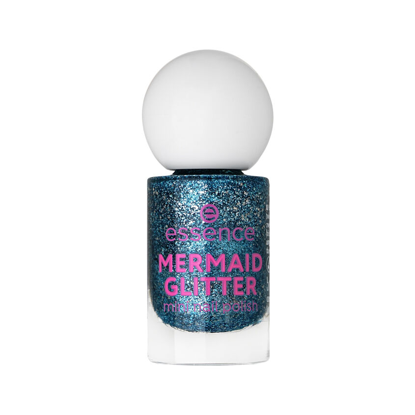 Лак для ногтей ESSENCE MERMAID GLITTER мини с глиттером тон 07 Sparkly turq